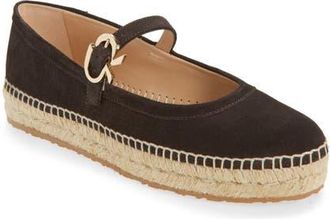 Gianvito Rossi Espadrille Mary Jane Ballet Flat in Moka at Nordstrom, Size 10.5Us