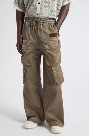 Amiri Drawstring Faux Leather Cargo Pants in Espresso at Nordstrom, Size Xx-Large