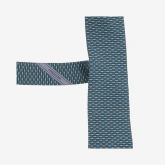 Ferragamo Printed Silk Necktie - Blue