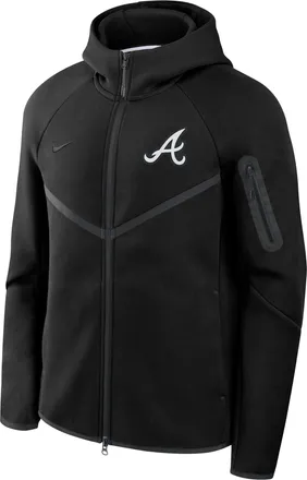 Nike Atlanta Braves Tech Fleece Windrunner Nike Mens MLB Full-Zip Hooded Jacket in Black | 05L4912ZAW-6DU