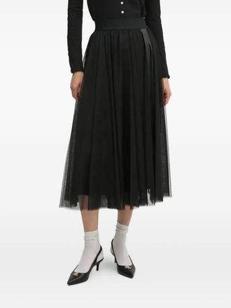 Joop Tulen midi-rok met A-lijn - Zwart