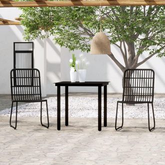vidaXL Juego De Comedor Para Jard&iacute;n 3 Piezas Negro Vidaxl