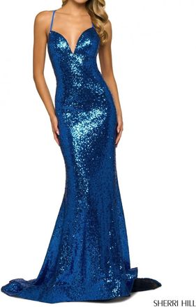 Sherri Hill Strappy Back Sequin Dress In Periwinkle
