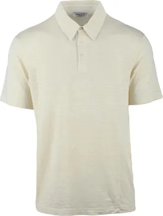 Wool & Co Cream Linen-Blend Stretch Polo Shirt