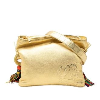 Loewe Pre-owned Cross Body Bags, female, Yellow, Size: ONE SIZE Pre-owned Flamenco Crossbody Bag