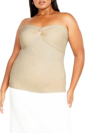 City Chic Asher Strapless Rib Top in Cream at Nordstrom, Size Xxl