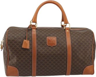 Celine Vintage Duffle Macadam Coated Canvas Brown Canvas Handbag (Pre-Owned)