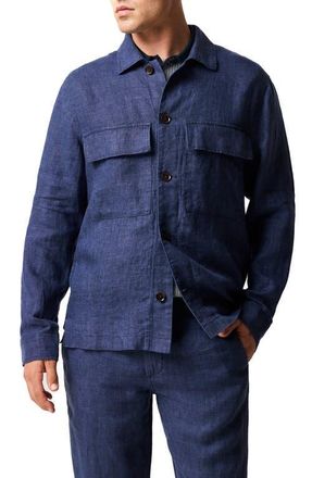 Rodd & Gunn Resort Linen Overshirt in Marine at Nordstrom, Size Xxx-Large
