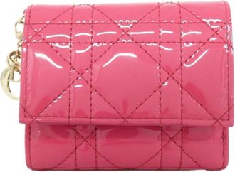 Dior Pink Leather Middle Wallet (Tri-Fold) (Pre-Owned)