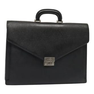 Burberry Pre-owned Handbags, female, Black, Size: ONE SIZE Pre-owned Leather Briefcase