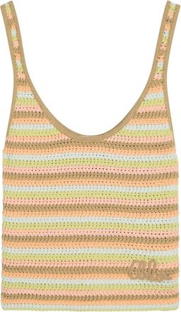 Chloé Logo-embroidered Striped Knit Tank - Green - M (UK12 / M)