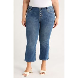 Liverpool L.A. Gia Glider Exposed Button Crop Flare Jeans in Neola at Nordstrom, Size 14W