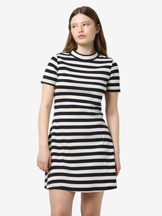 Noisy May Minikleid NOISY MAY NMELINOR S/S SKATER DRESS JRS NOOS, Damen, Gr. L (40), N-Gr, beige (birch stripes:schwarz), Jersey, Obermaterial: 95% Baumwolle, 5