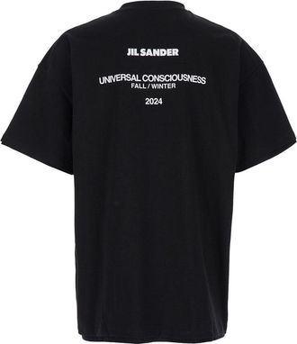 Jil Sander Mens Black Double-Layer Cotton T-Shirt T-Shirts And Polos