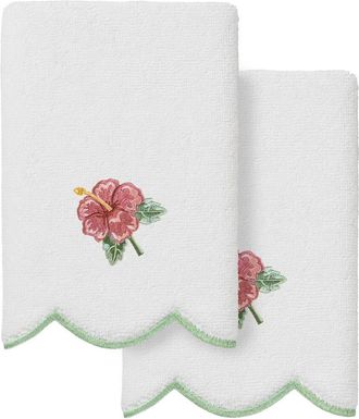 Linum Home Textiles 100% Turkish Cotton Maui Scallop 2Pc Embellished Fingertip Towel Set