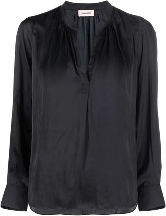 Zadig&Voltaire Tink Satin Blouse - Dames - Blouses - Zwart - S - Polyester - Overhemden