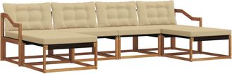 vidaXL Conjunto De Sof&aacute;s De Exterior 6 Uds. Natural Y Beige Vidaxl