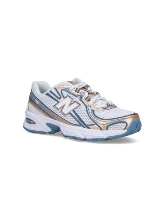 New Balance Mesh and Metallic Overlay Sneaker - White