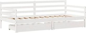 vidaXL Sofá cama con cajones madera maciza de pino blanca 90x190 cm Vidaxl