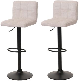 Hhg Lote De 2 Taburetes De Bar Hhg-847, Taburete De Bar, Altura Regulable, Giratorio, Tejido De Chenilla (465 G/m&sup2;) Mvg, Crema-beige