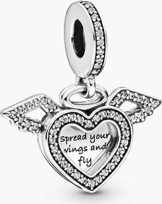 Pandora Heart And Wings Sterling Silver Dangle