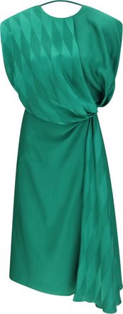 Versace Womens Midi Silk Dress With Twist Detail, Emerald