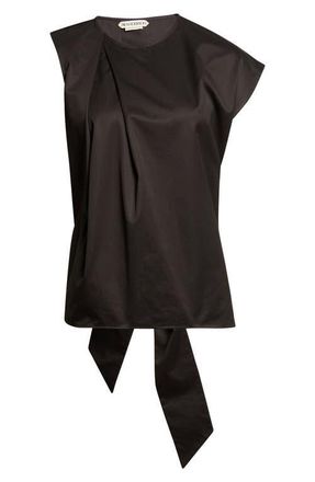 J.W.Anderson Sculptural Asymmetric Cotton Sateen Top in Black at Nordstrom, Size 12