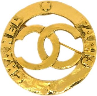Chanel Spilla con logo CC anni 1990-2000 - Oro