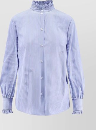 Valentino striped poplin shirt with embroidered ruffles