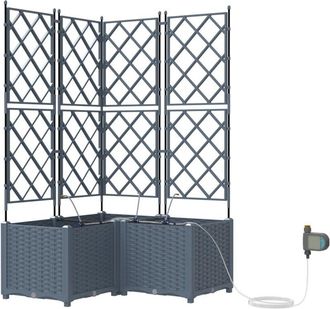 vidaXL Jardineras Gris Claro 80 X 80 X 142 Cm Acero Vidaxl