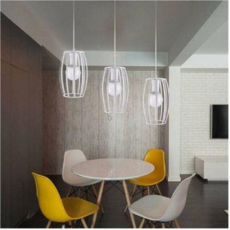 Trade Shop Trade Shop Traesio - Trade Shop - Lampadario Soffitto E27 Di Forma Ovale Nero Bianco Portalampada Sospensione A34 - Blanco