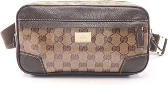 Gucci Beige Brown Pvc Coated Canvas Leather Fanny Pack (Pre-Owned)