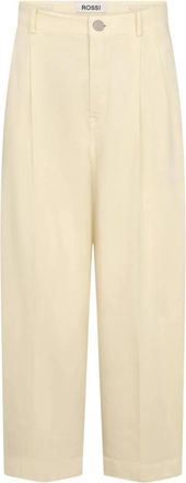 Rossi Noa Crop Gekleurd Zacht Denim - Dames - Wijde Broeken - Beige - M - Denim - Broeken