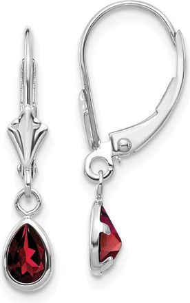 Diamond2Deal 14k White Gold Garnet Stud Earrings