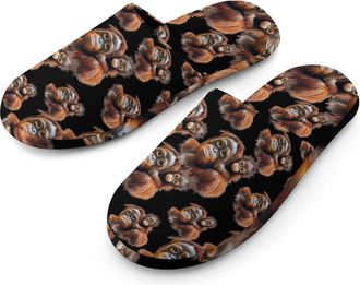 Generic Orangutan Monkey Mens Flannel Slipper Soft Comfy House Shoes Non Slip Winter Warm Indoor Outdoor Slippers