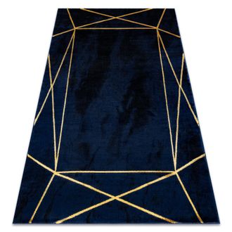 RugsX Rugsx - Alfombra Emerald Exclusivo 1022 Glamour, Elegante Geom&eacute;trico Azul Oscuro / Oro Blue 120x170 Cm