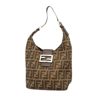 Fendi Pre-owned Shoulder Bags, female, Brown, Size: ONE SIZE Pre-owned Vintage Nylon Shoulder Bag
