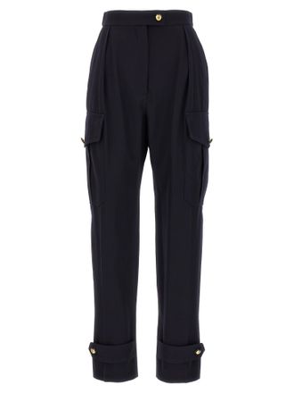 Alexander McQueen Blue Wool Cargo Womens Pants
