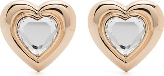 Self Portrait Gold Crystal Heart Earrings