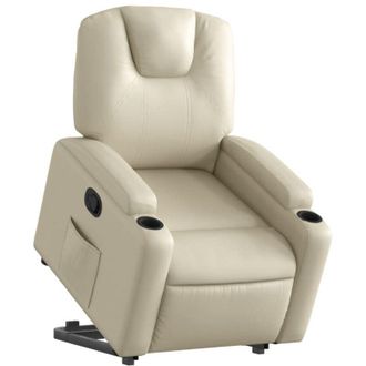 vidaXL Poltrona Alzapersona Reclinabile Crema in Similpelle - Vidaxl