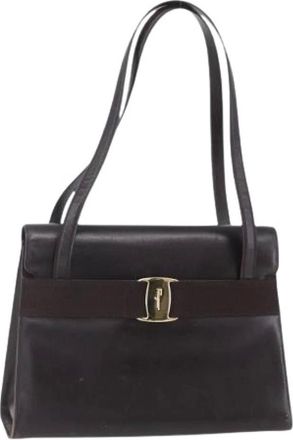 Ferragamo Pre-owned Shoulder Bags, female, Brown, Size: ONE SIZE Pre-owned Leather handbags