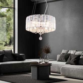 Globo Lighting Lampada a sospensione lampada a sospensione lampada da soggiorno lampada da sala da pranzo lampadario, cristalli K5 4 fiamme cromo argento