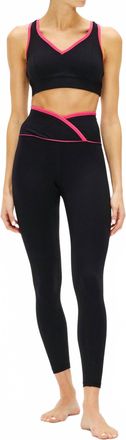 YEAR OF OURS Womens Ribbed Two Tone Veronica Legging In Black/magenta