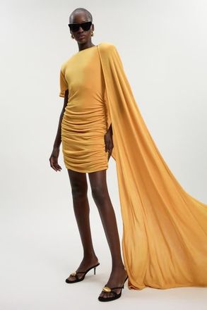 Karen Millen Premium Detail Mini Dress in Ochre at Nordstrom, Size X-Small