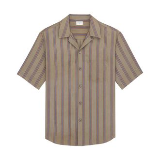 Saint Laurent Short Sleeve Shirts, male, Gray, Size: 2XL Chemise Boxy Shirt