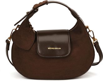 Generic Faux Suede Shoulder Bags Retro Crossbody Bag Large Handbags for Women (Coffee) (Coffee)
