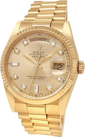 Rolex Pre-owned Rolex Day Date Automatic Chronometer Diamond Champagne Dial Mens Watch 118238 CDP