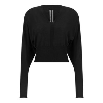Rick Owens V-hals trui - Dames - Truien - Zwart - Maat: M Wol