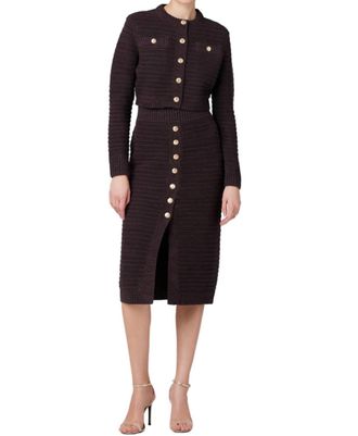Toccin Tani Button Front Pencil Skirt In Brown