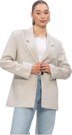 Co'Couture Mavacc Power Blazer - Dames - Blazers - Beige - L - Leer - Jassen